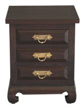 3 DRAWER SEOUL BEDSIDE WITH CHUNKY HANDLE (BS 003 OL RJ) - MAHOGANY OR CHOCOLATE