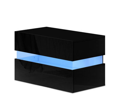 HAMILTON 2 DRAWER BEDSIDE TABLE WITH RGB LED – HIGH GLOSS BLACK