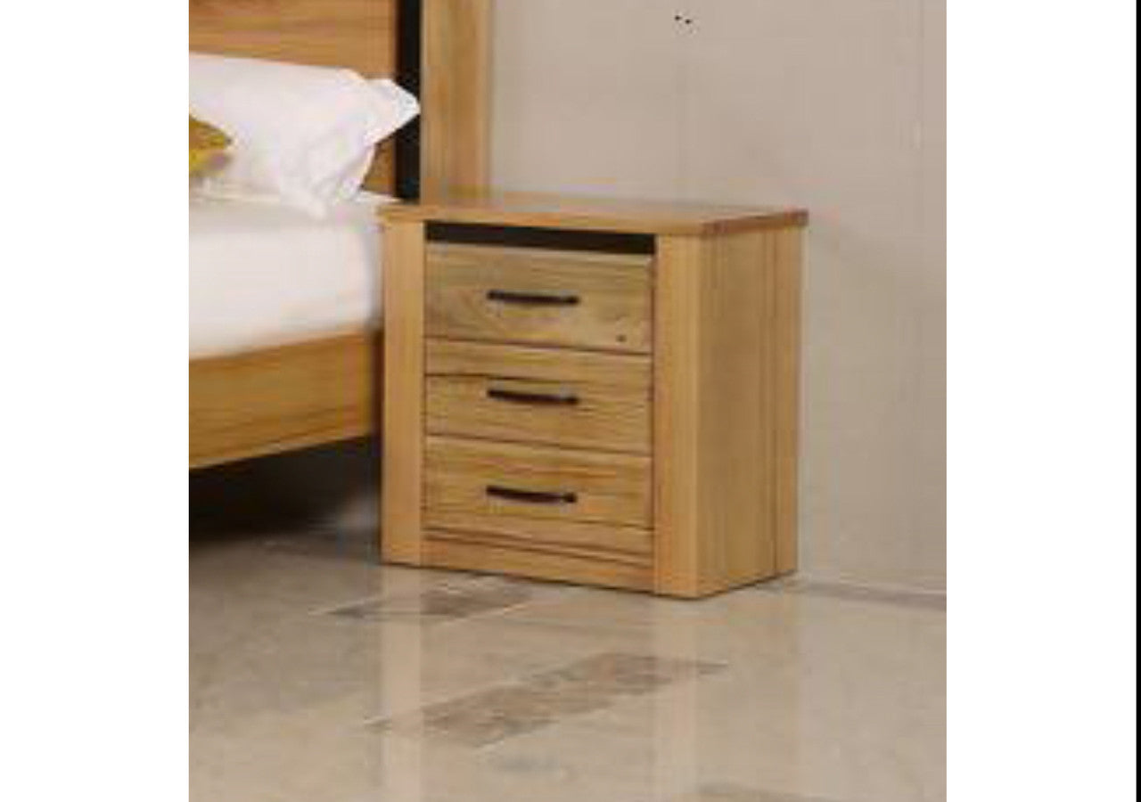 Gardner 3 Drawer Bedside Table - As Pictured