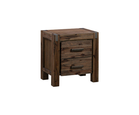 JARVAN 2 DRAWER BEDSIDE TABLE - CHOCOLATE