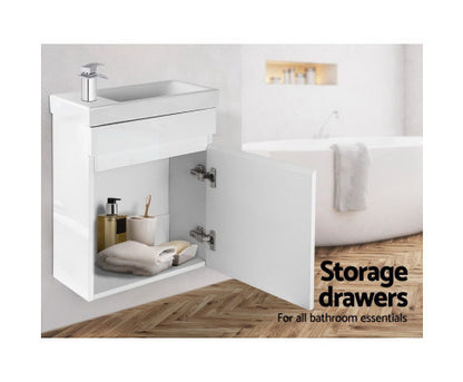 PERNELLE BATHROOM VANITY BASIN CABINET STORAGE - HIGH GLOSS  WHITE