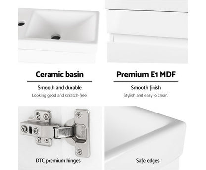 PERNELLE BATHROOM VANITY BASIN CABINET STORAGE - HIGH GLOSS  WHITE