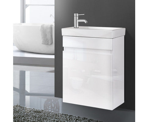 Pernelle Bathroom Vanity Basin Cabinet Storage - High Gloss White
