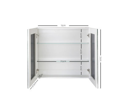 PERNELLE 2 DOOR BATHROOM STORAGE CABINET WITH VANITY MIRROR - WHITE
