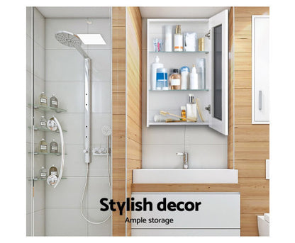 PERNELLE SINGLE DOOR BATHROOM STORAGE CABINET WITH VANITY MIRROR - WHITE