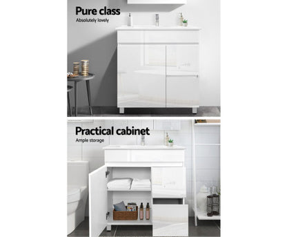 PERNELLE BATHROOM VANITY CABINET UNIT - HIGH GLOSS  WHITE