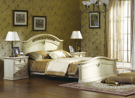 QUEEN CASINO (BE-313) BED - LIME WASH WHITE