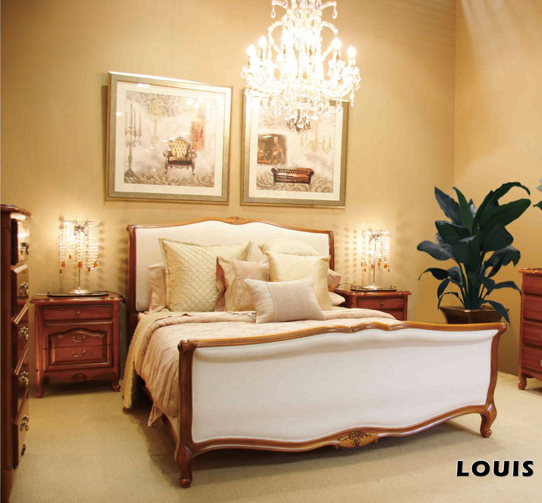 Louis (BE-211) Queen 4 Piece Tallboy Bedroom Suite - Cherry