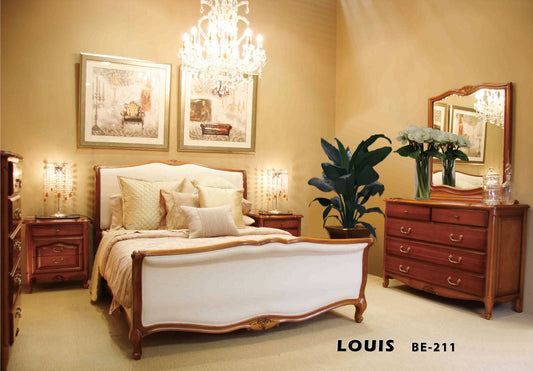 LOUIS (BE-211) QUEEN 5 PIECE DRESSER BEDROOM SUITE - CHERRY