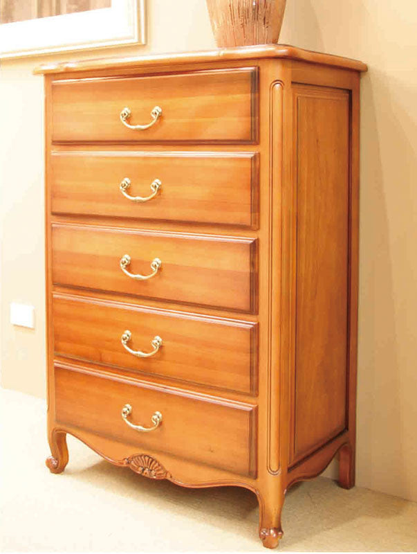 LOUIS (BE-211) QUEEN 4 PIECE TALLBOY BEDROOM SUITE - CHERRY