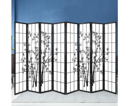 HARTLEY  ROOM DIVIDER PRIVACY SCREEN  FOLDABLE 8 PARTITION STAND -  BLACK & WHITE