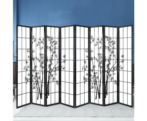 HARTLEY  ROOM DIVIDER PRIVACY SCREEN  FOLDABLE 8 PARTITION STAND -  BLACK & WHITE
