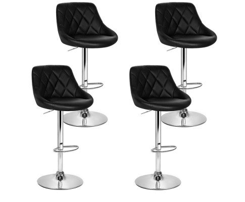 SEBASTIAN (SET OF 4) LEATHER GAS LIFT SWIVEL CHAIR - BLACK