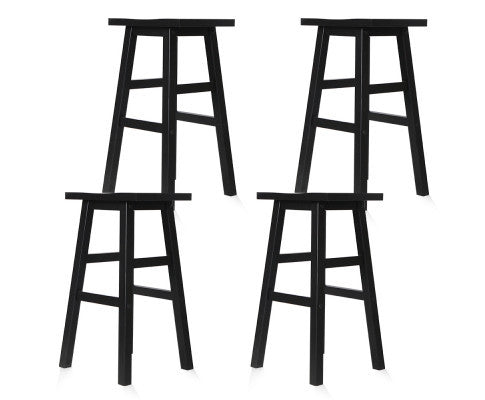 FLYNN (SET OF 4) WOODEN BACKLESS BAR STOOLS - BLACK