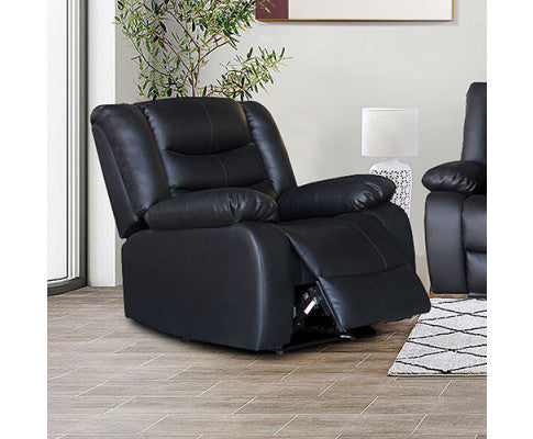 ROCKY SINGLE SEATER PU LEATHER  RECLINER  - BLACK