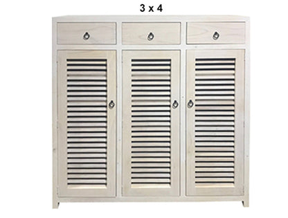 BANDY (AUSSIE MADE) 3 DOOR / 3 DRAWER SHOE CABINET COLLECTION - ASSORTED STAINED COLOURS