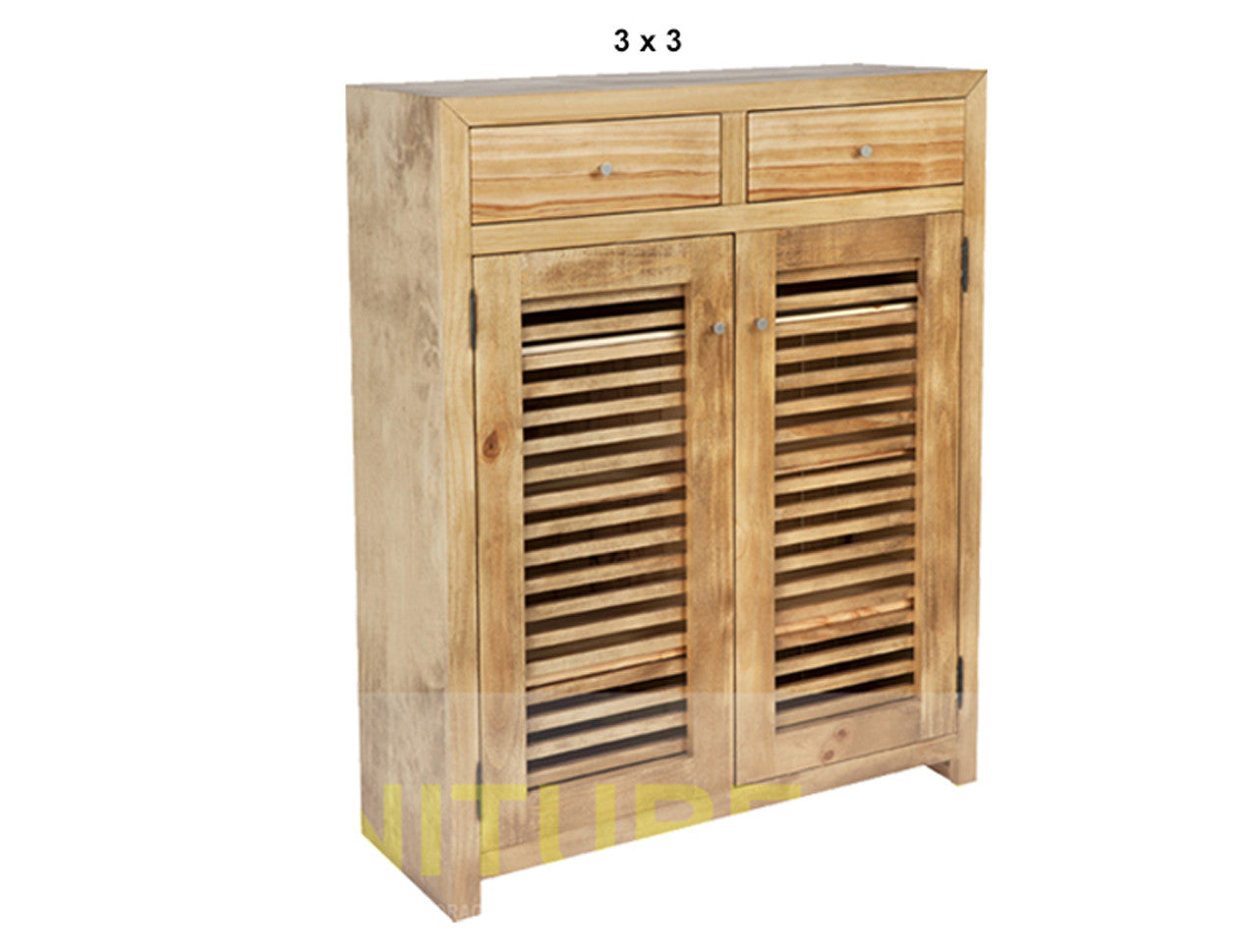 BANDY (AUSSIE MADE) SHOE CABINET WITH 2 LATTICE DOORS / 2 DRAWERS COLLECTION - ASSORTED STAINED COLOURS