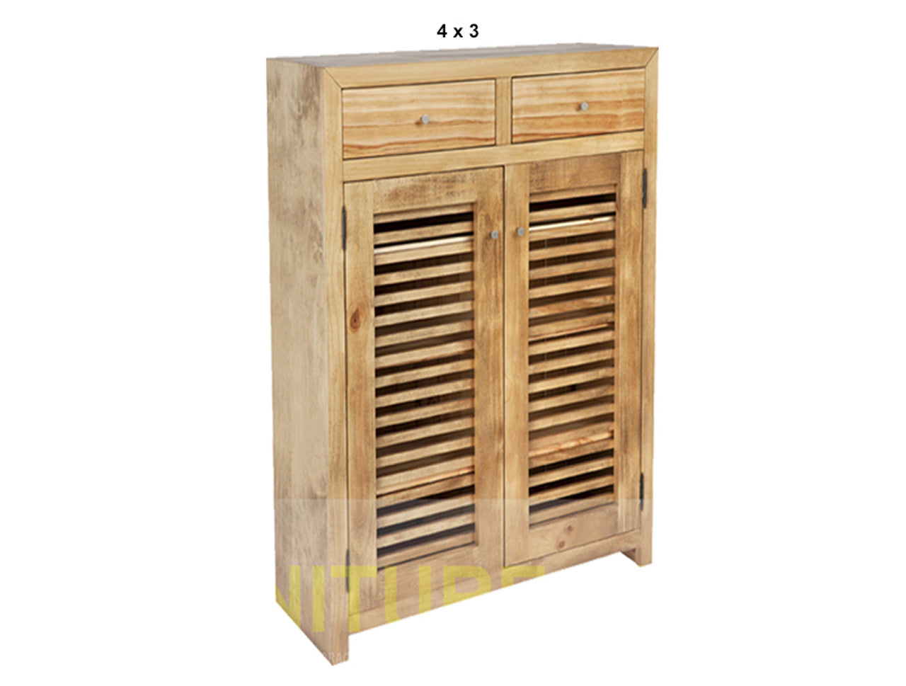BANDY (AUSSIE MADE) SHOE CABINET WITH 2 LATTICE DOORS / 2 DRAWERS COLLECTION - ASSORTED STAINED COLOURS