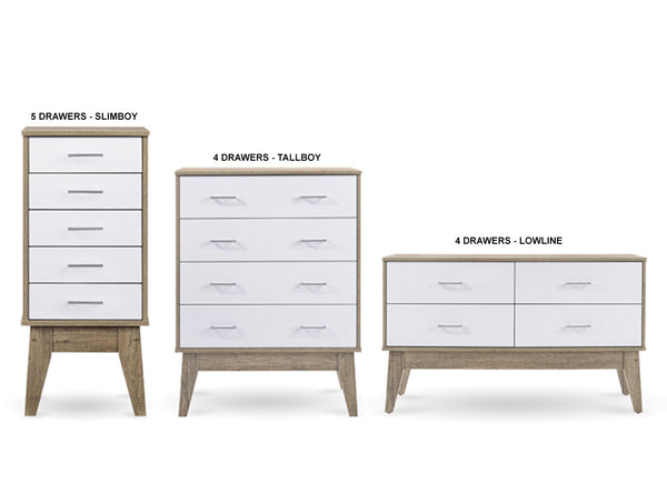 BARTEL CHEST COLLECTION - WHITE /OAK - STARTING FROM $299
