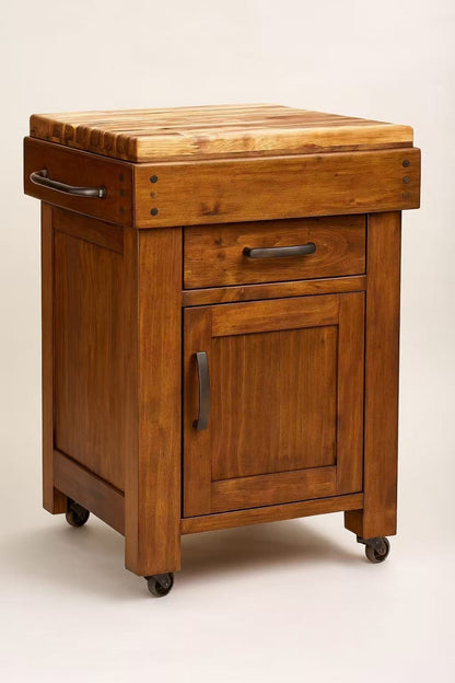 BATANG WORK TIMEWORN BUTCHERS BLOCK HARDWOOD TOP BENCH WITH DRAWER (MODEL:3908) - 860(H) x 700(W) x 560(W) - COUNTRY WALNUT