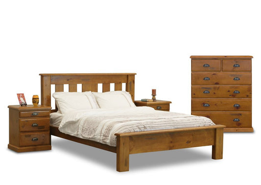 BATHURST (AUSSIE MADE) KING 3 PIECE (BEDSIDE) BEDROOM SUITE - ASSORTED COLOURS