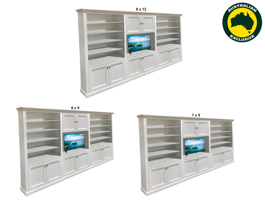 Bayside (AUSSIE MADE) 8 Door Wall / TV Unit Triple Collection - Assorted Painted / Stained Colours