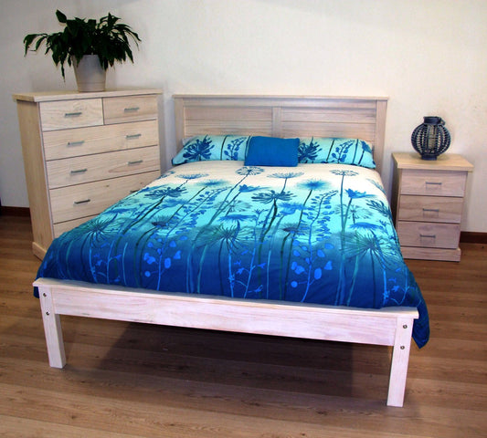 Bayside (AUSSIE MADE) Double Or Queen 4 Piece Tallboy Bedroom Suite - White, Antique White, Whitewash & Brushed Colour Options