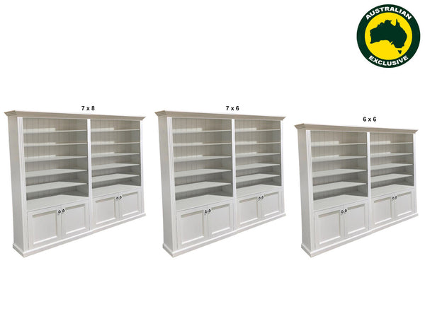 BAYSIDE (AUSSIE MADE) 4 DOOR BOOCASE PIGEON PAIRED (3 SECTION) COLLECTION - ASSORTED PAINTED COLOURS - STARTING FROM $1999