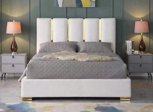 King Bisbee Velvet Fabric Fancy Bed - As Pictured