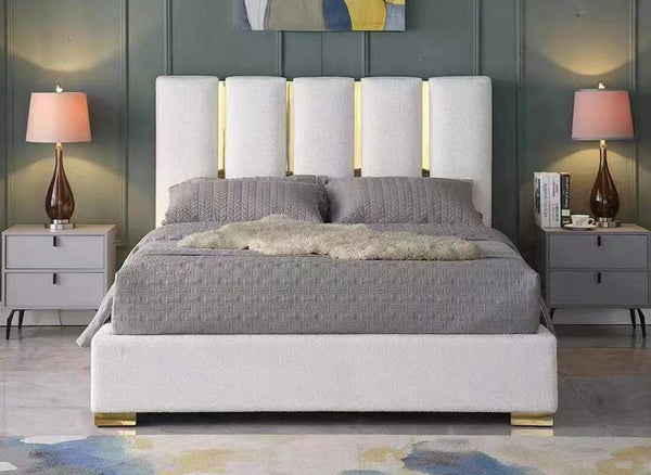 QUEEN BISBEE VELVET FABRIC FANCY BED - AS PICTURED
