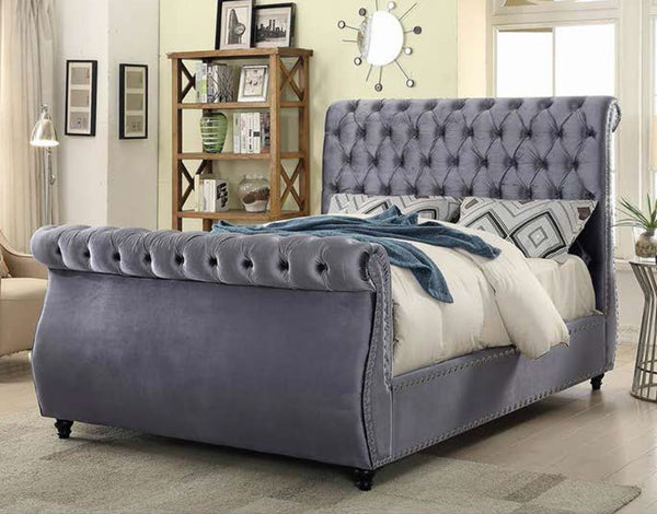 DOUBLE ROCHESTER LEATHERETTE / LINEN / VELVET BED  - ASSORTED COLOURS