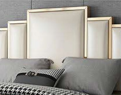 KING TIBURON LEATHERETTE / LINEN / VELVET FANCY BED WITH METAL BEDHEAD FRAME - ASSORTED COLOURS
