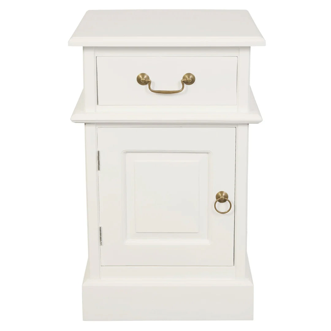 LEUNORA 1 CARVED DOOR 1 DRAWER BEDSIDE (BS 101 PN) - WHITE (NOT AS PICTURED)L