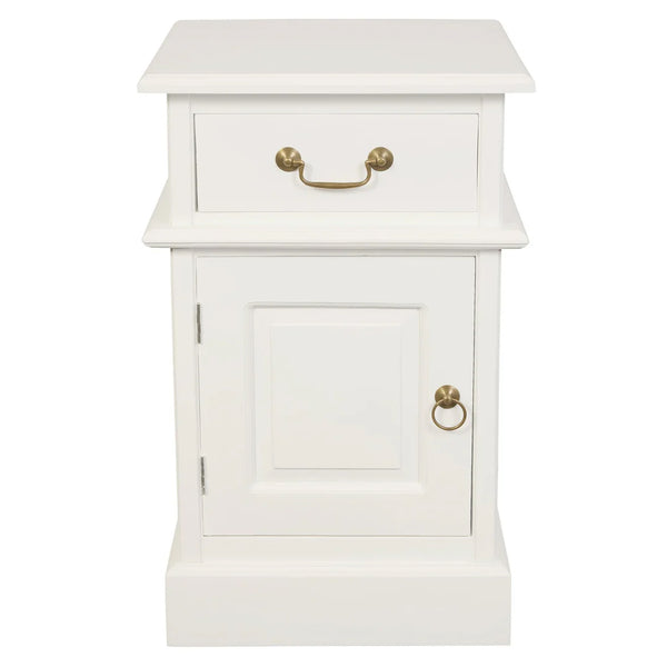 LEUNORA 1 CARVED DOOR 1 DRAWER BEDSIDE (BS 101 PN) - WHITE (NOT AS PICTURED)L