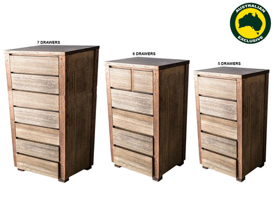 Bella (AUSSIE MADE) Tallboy Collection - Tassie Oak Combination - Assorted Stained Colours