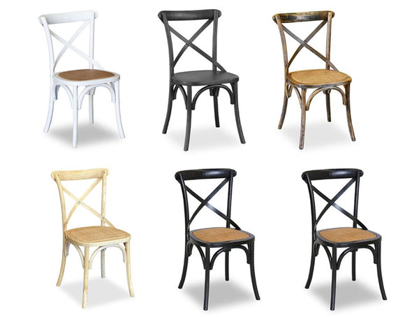 BENTWOOD CROSSBACK DINING CHAIR - SET OF 6 - ASSORTED COLOURS