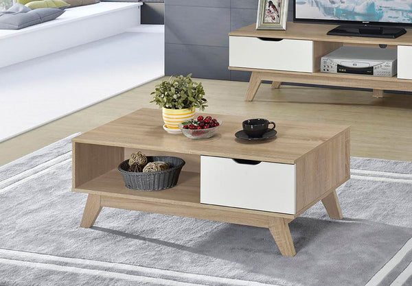 BERGEN COFFEE TABLE - 394(H) x 1000(W) x 500(D) - TWO TONE (OAK/WHITE)