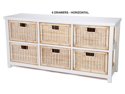 BESSY CANE STORAGE DRAWERS WITH DRAWERS COLLECTION - NATURAL / WHITE - STARTING FROM $399