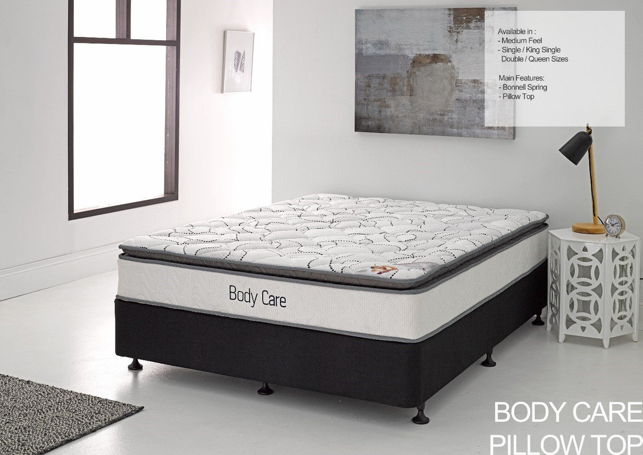 QUEEN NEW BODY CARE PILLOW TOP ENSEMBLE (MATTRESS & BASE) WITH BODY CARE (SWB) BASE - MEDIUM
