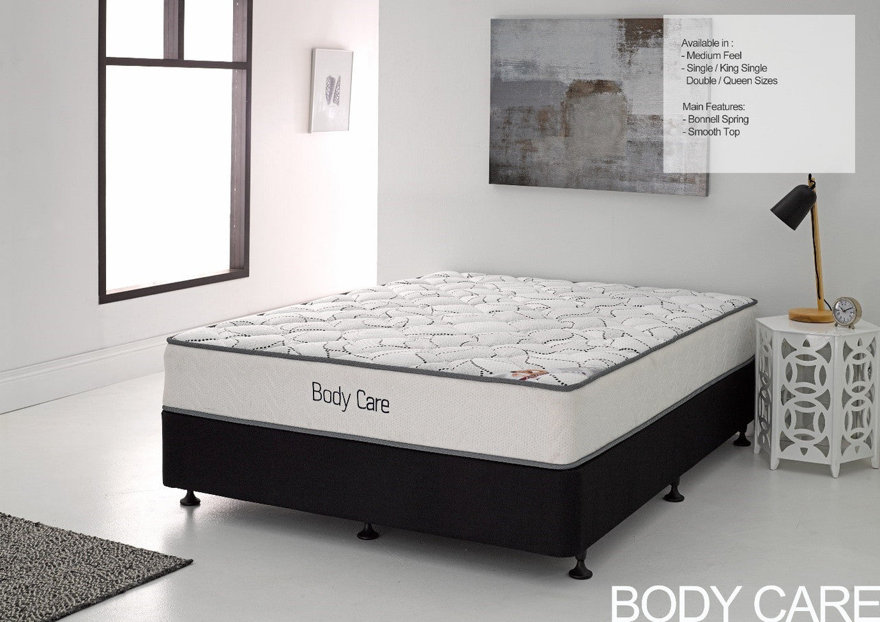 KING SINGLE BODY CARE TIGHT TOP ENSEMBLE (BASE & MATTRESS) WITH PREMIER LINEN BASE - MEDIUM FIRM