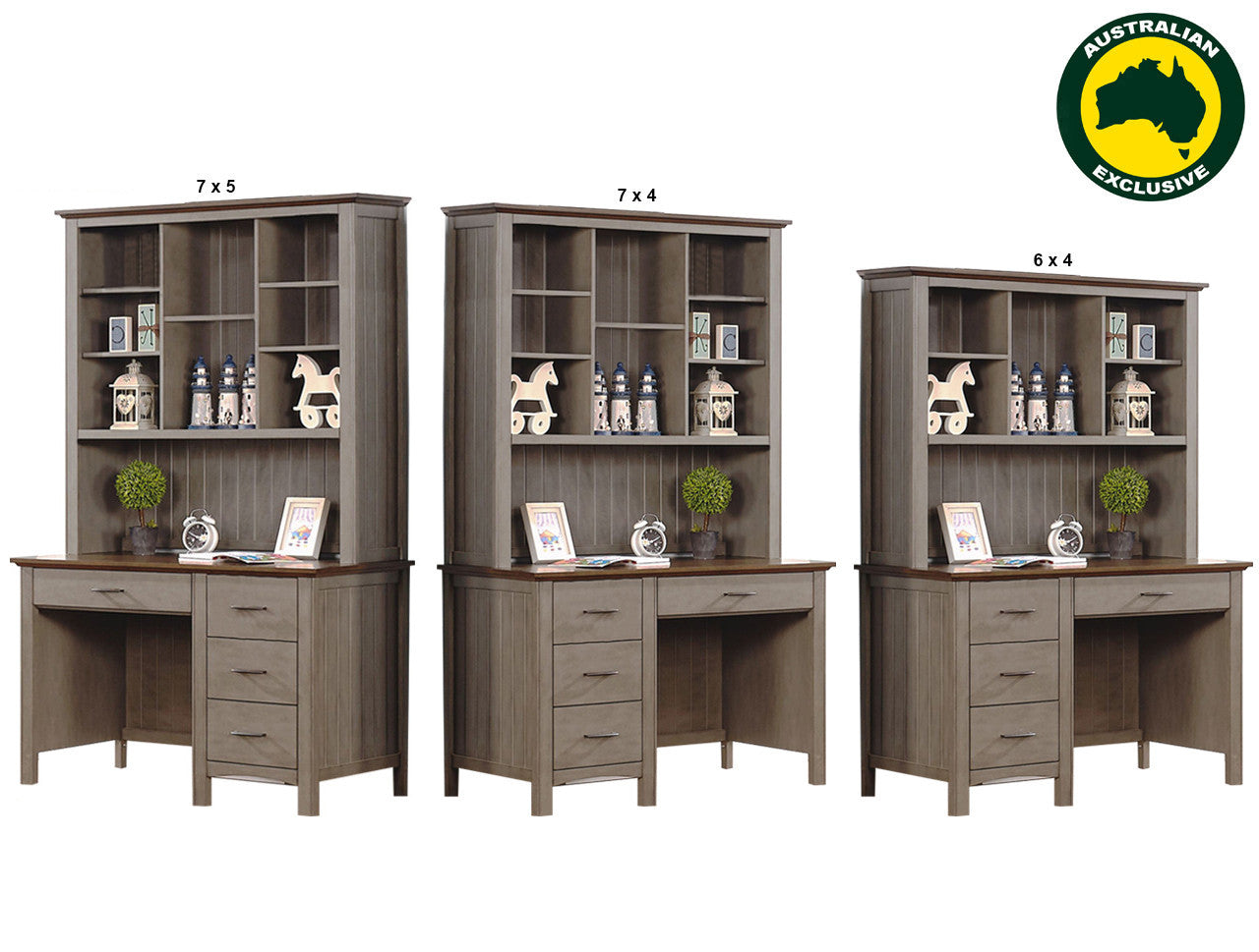 Bonavich (AUSSIE MADE) Desk With Hutch (REVERSIBLE) Collection - Assorted Painted Colours
