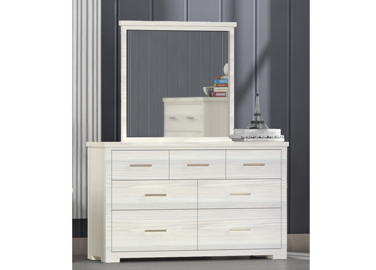 BOSTON 7 DRAWERS DRESSING TABLE WITH MIRROR -  AS PICTURED