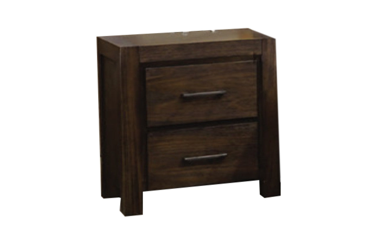 Brielle 2 Drawer Bedside Table - Brushed Umber