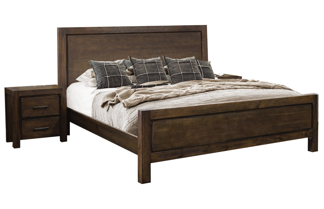 KING BRIELLE TIMBER BED FRAME - BRUSHED UMBER