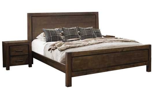 KING BRIELLE TIMBER BED FRAME - BRUSHED UMBER