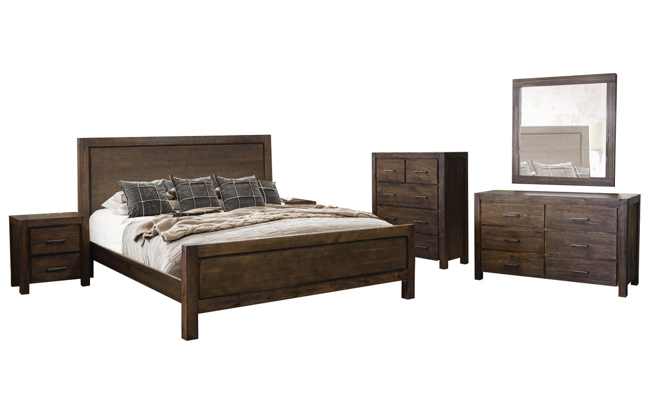 Brielle Double Or Queen 5 Piece (DRESSER) Bedroom Suite - Brushed Umber