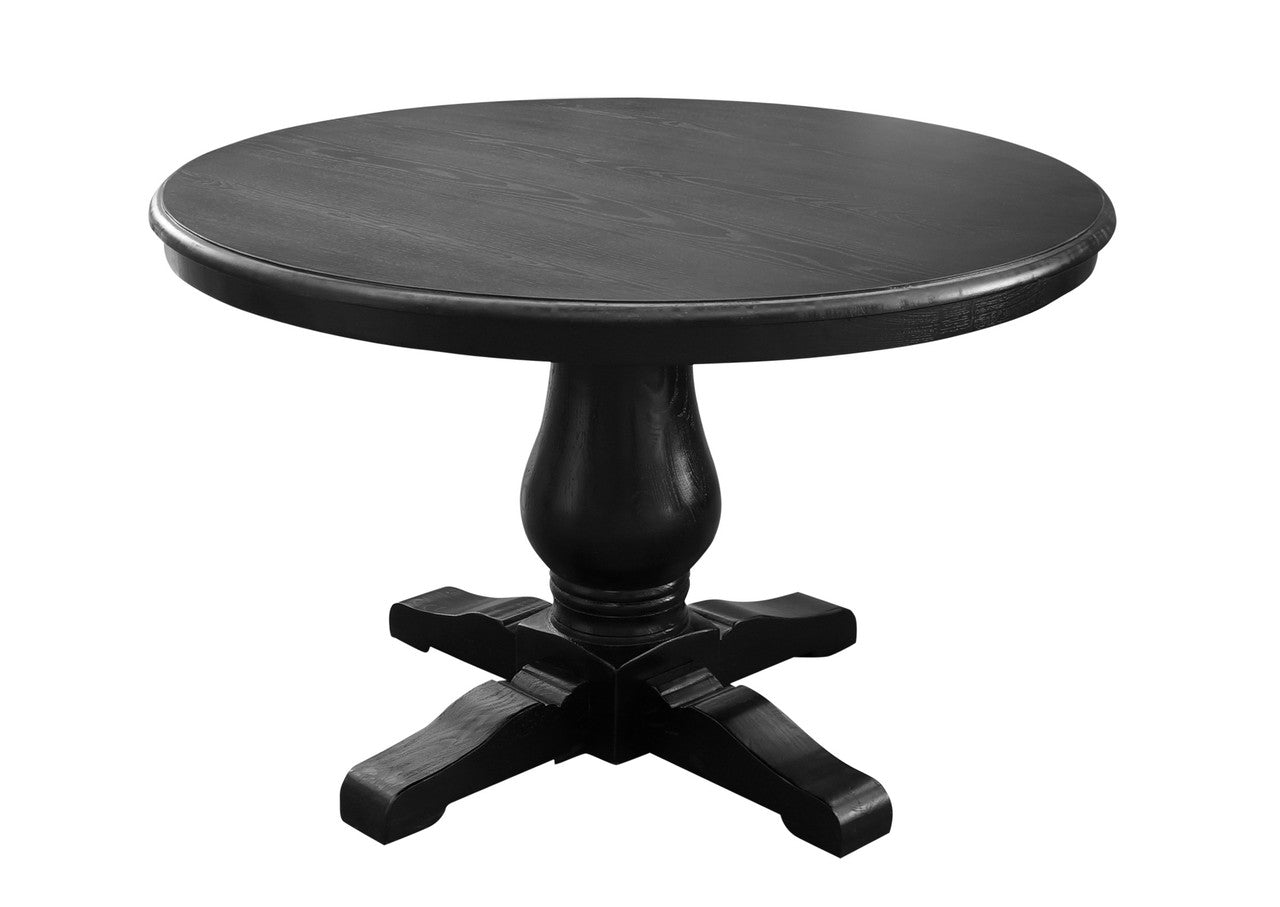 BRISTOL ROUND HARDWOOD DINING TABLE - 1200(D) - BLACK, RUSTIC ELM OR WHITE / OAK