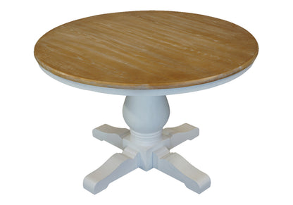 BRISTOL ROUND HARDWOOD DINING TABLE - 1200(D) - BLACK, RUSTIC ELM OR WHITE / OAK
