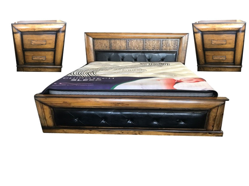 Davina Queen 3 Piece Bedside Bedroom Suite With Upholstered Bedhead And Foot - (MODEL:2.18.15.15.11.12.25.14) - Colour As Pictured