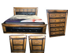 DAVINA  KING 4   PIECE TALLBOY   BEDROOM SUITE WITH UPHOLSTERED BEDHEAD AND FOOT - (MODEL:2.18.15.15.11.12.25.14)- COLOUR  AS PICTURED